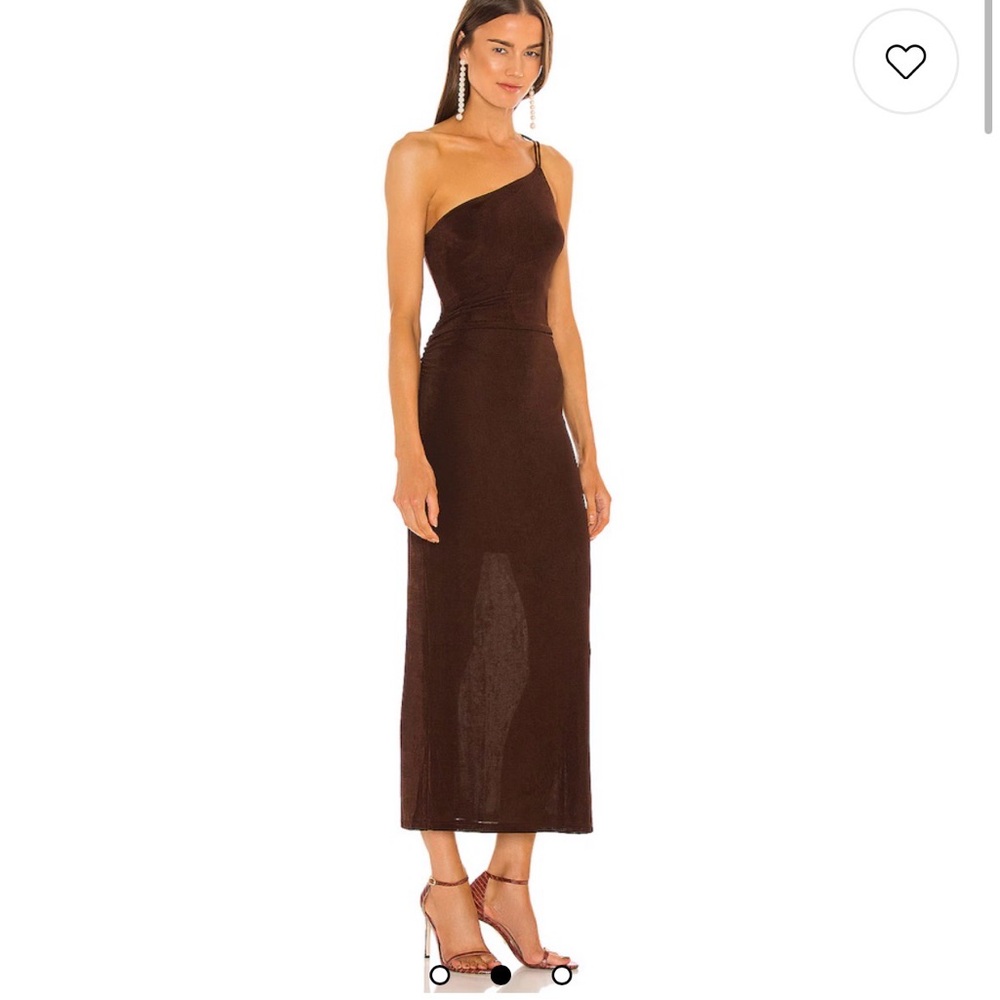 Revolve Bella Chocolate One Shoulder Dress